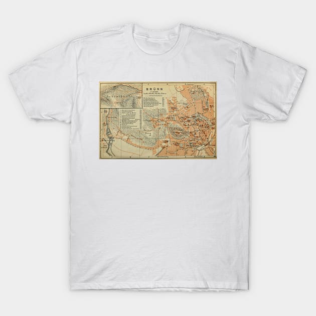 Vintage BRNO Czech Republic Map (1911) T-Shirt by Bravuramedia